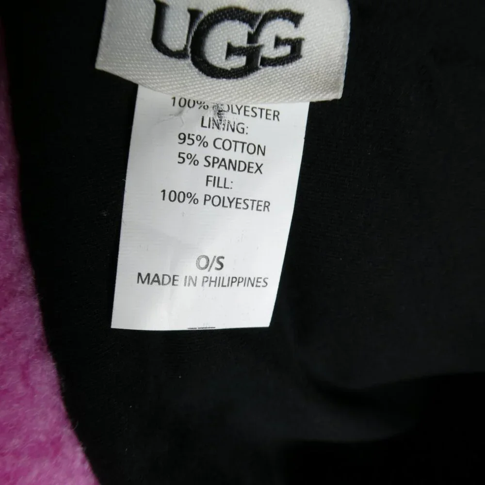 UGG‎ Pink Sherpa Bucket Hat One Size Faux Fur Logo Bucket Cap - Picture 7 of 7